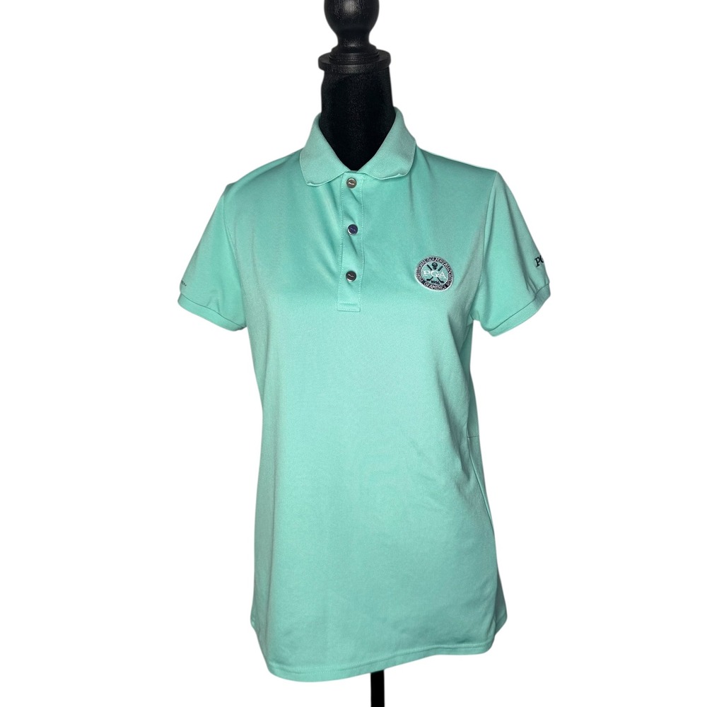 RLX Ralph Lauren Womens M PGA Golf Polo Shirt Green Performance CountryClub